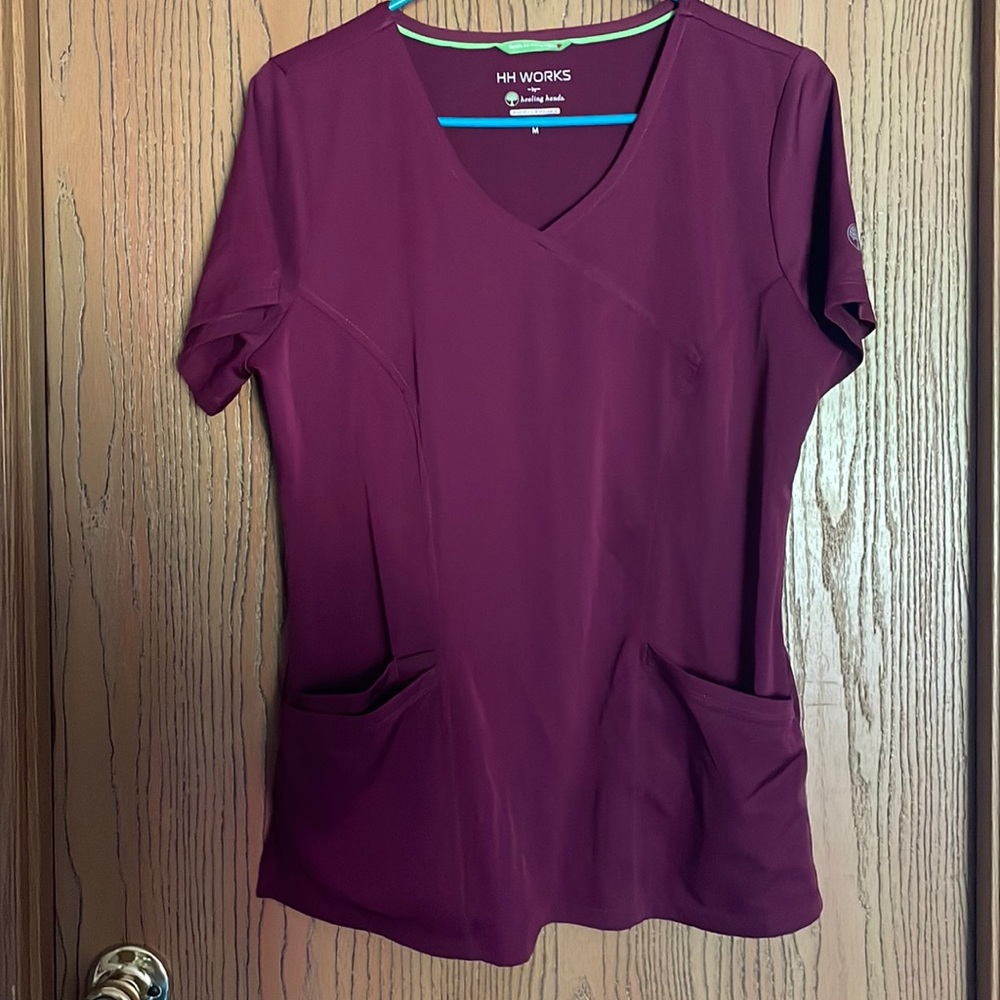 Maroon HH Works by healing hands Monica vneck top